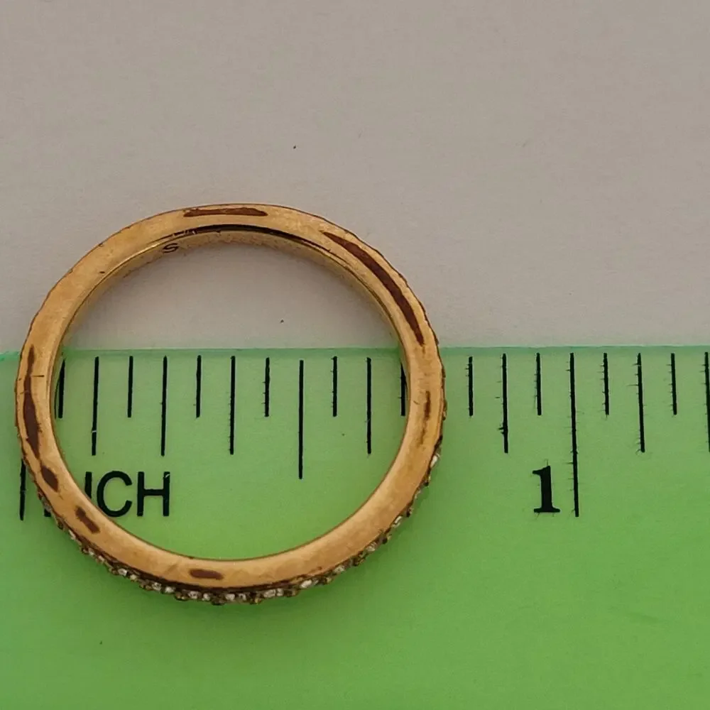 Authentic Christian Dior Ring Size‎ S US 5.5 GP Rhinestones Rose Gold Minimalist